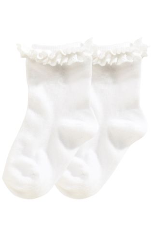 White Ruffle Socks Two Pack (Younger Girls)